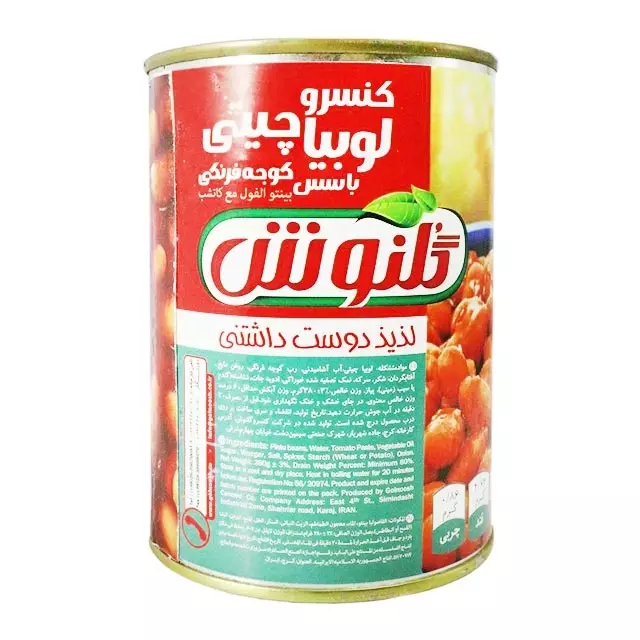 کنسرو لوبیا چیتی در سس گوجه فرنگی گلنوش (۳۸۰ گرم)